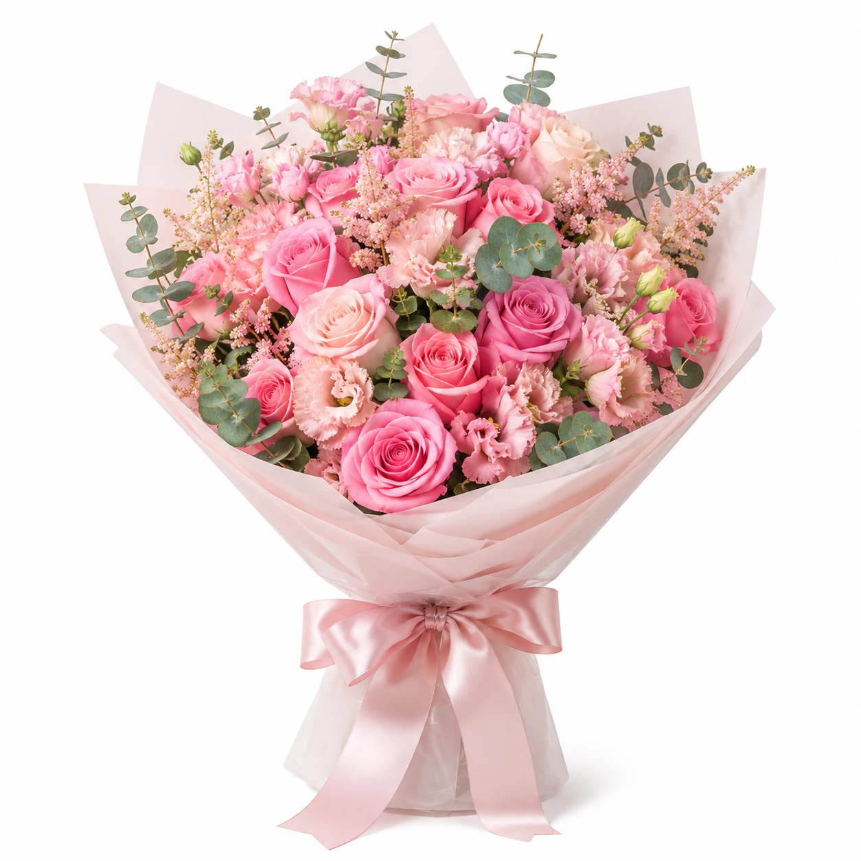 Blush Garden bouquet with soft pink roses and delicate seasonal flowers