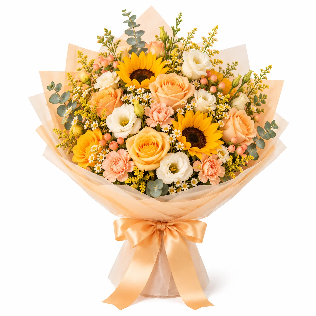 Golden Hour yellow and peach bouquet