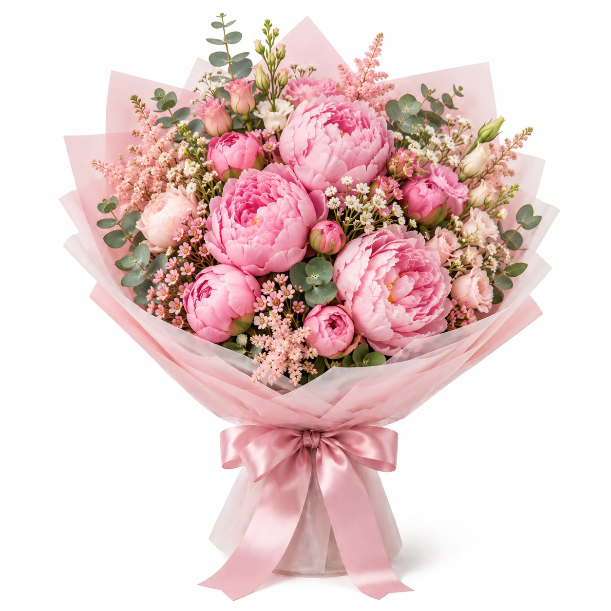 Pink Peony bouquet with lush pink flowers